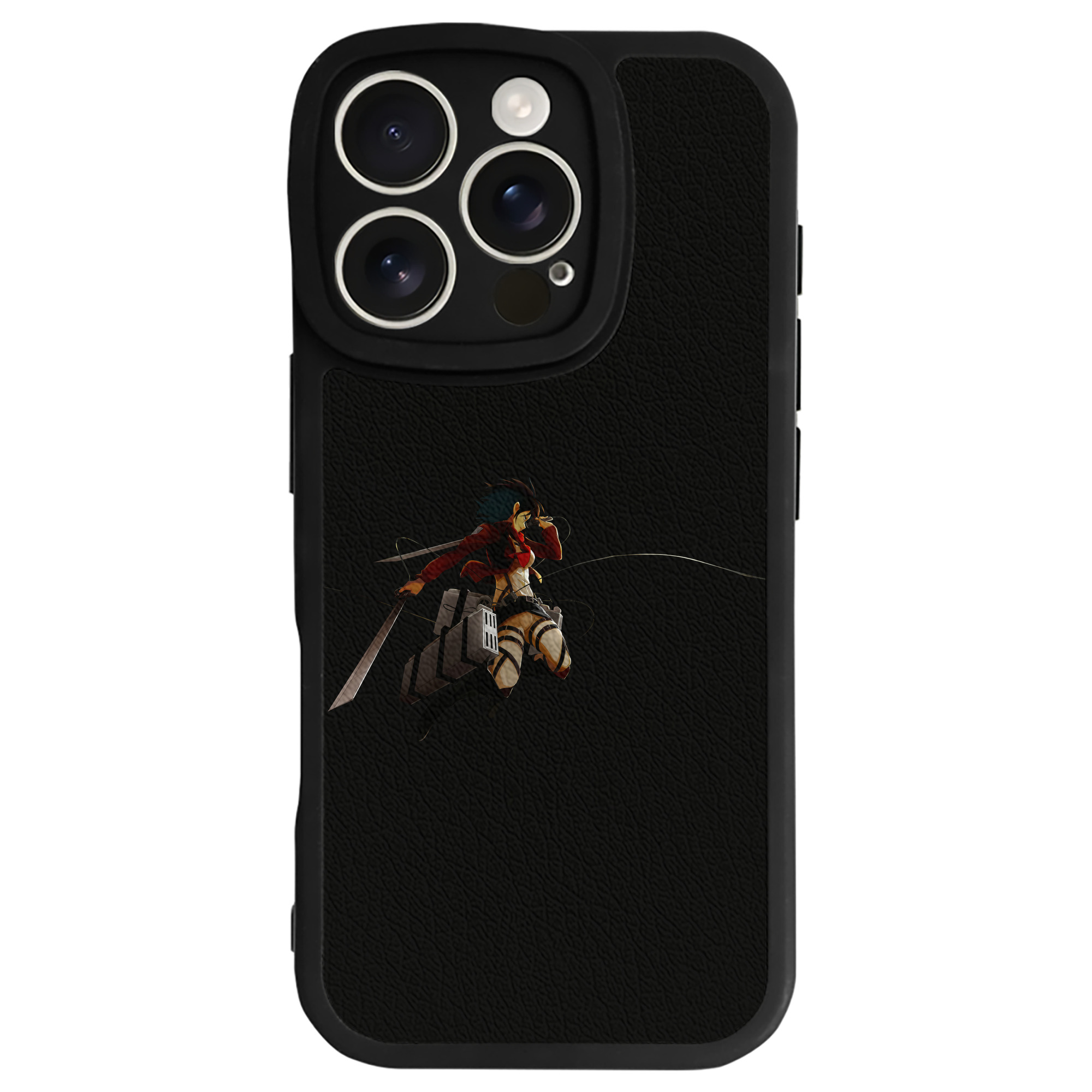 （画像用） 進撃の巨人 ミカサ·アッカーマン Attack on Titan Mikasa Ackerman 【iPhone 16シリーズ対応】シリコンスマホケース（レザー調） 材質：シリコン